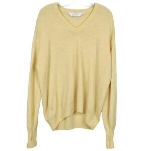 VIntage St. Bernard 100%  Lambswool Yellow Sweater Long Sleeve Size Large